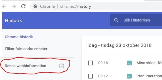 Visar var du ska klicka någonstans. Detta beskrivs även i punkterna under Google Crome-rubriken